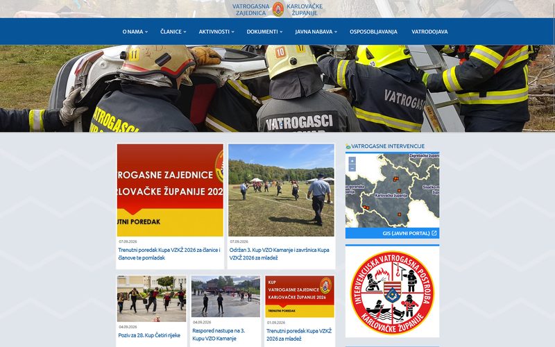 Naslovnica portala Vatrogasne zajednice Karlovačke županije